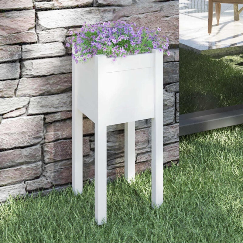 foto del prodotto fioriera da giardino bianca 31x31x70 cm legno massello di pino vidaxl