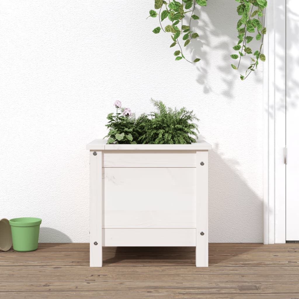 foto del prodotto fioriera da giardino bianca 40x40x39 cm legno massello di pinocod mxl 127772