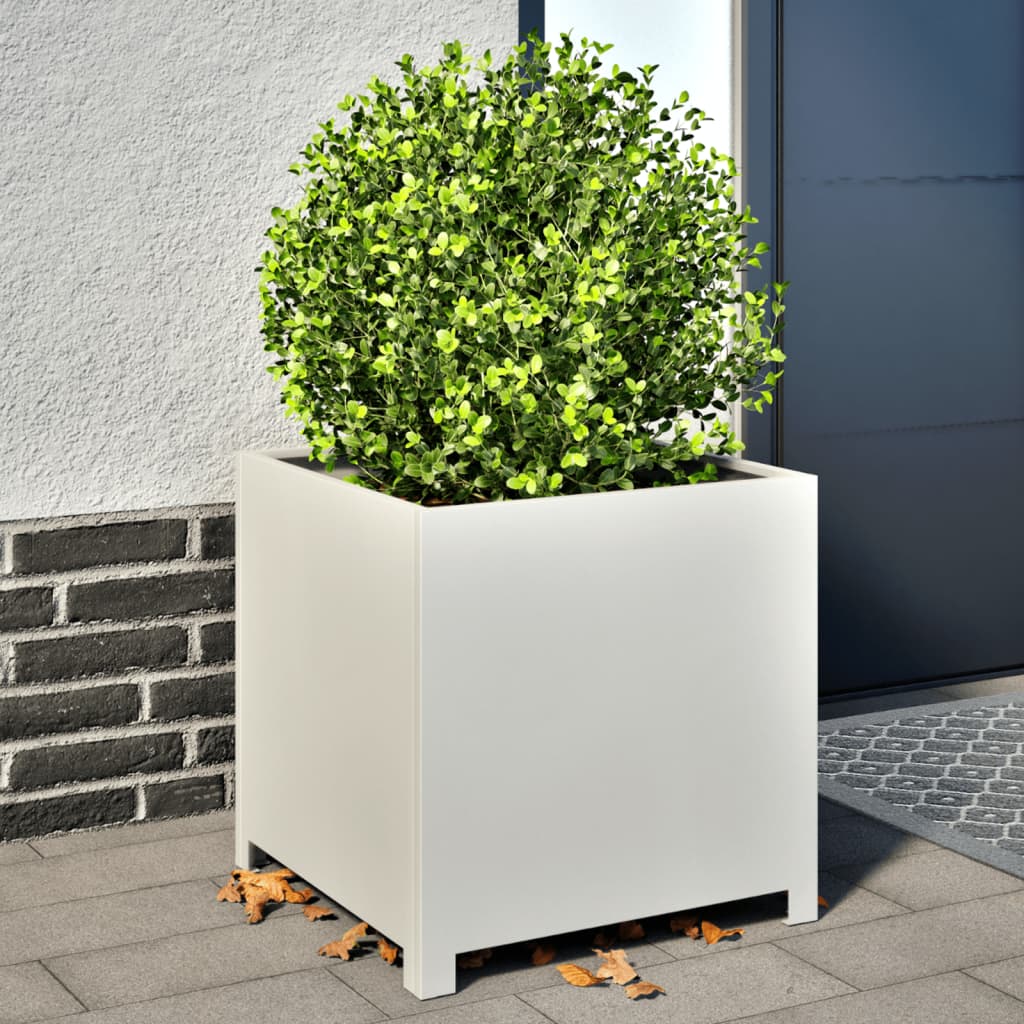 foto del prodotto fioriera da giardino bianca 50x50x50 cm in acciaio