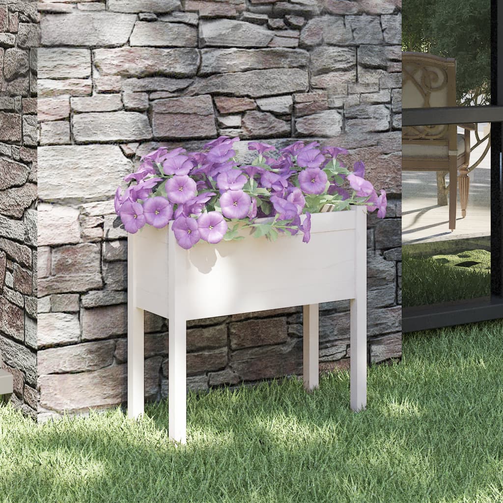 foto del prodotto fioriera da giardino bianca 70x31x70 cm legno massello di pino cod mxl 67042