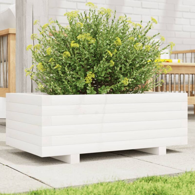 foto del prodotto fioriera da giardino bianca 70x40x26,5cm legno massello di pino vidaxl