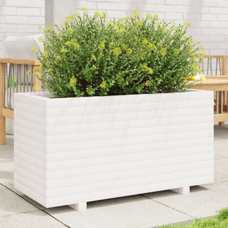 foto del prodotto fioriera da giardino bianca 90x40x49,5cm legno massello di pino - vidaxl