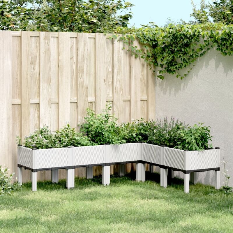 foto del prodotto fioriera da giardino con gambe bianca 160x120x42 cm in pp vidaxl
