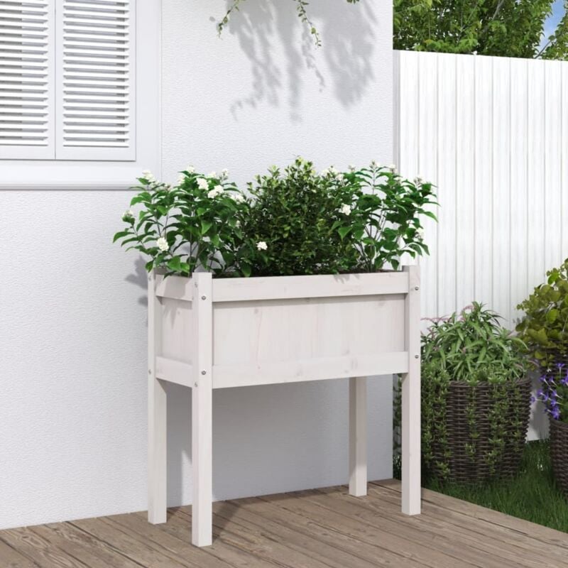 foto del prodotto fioriera da giardino con gambe bianca 70x31x70 cm massello pino vidaxl