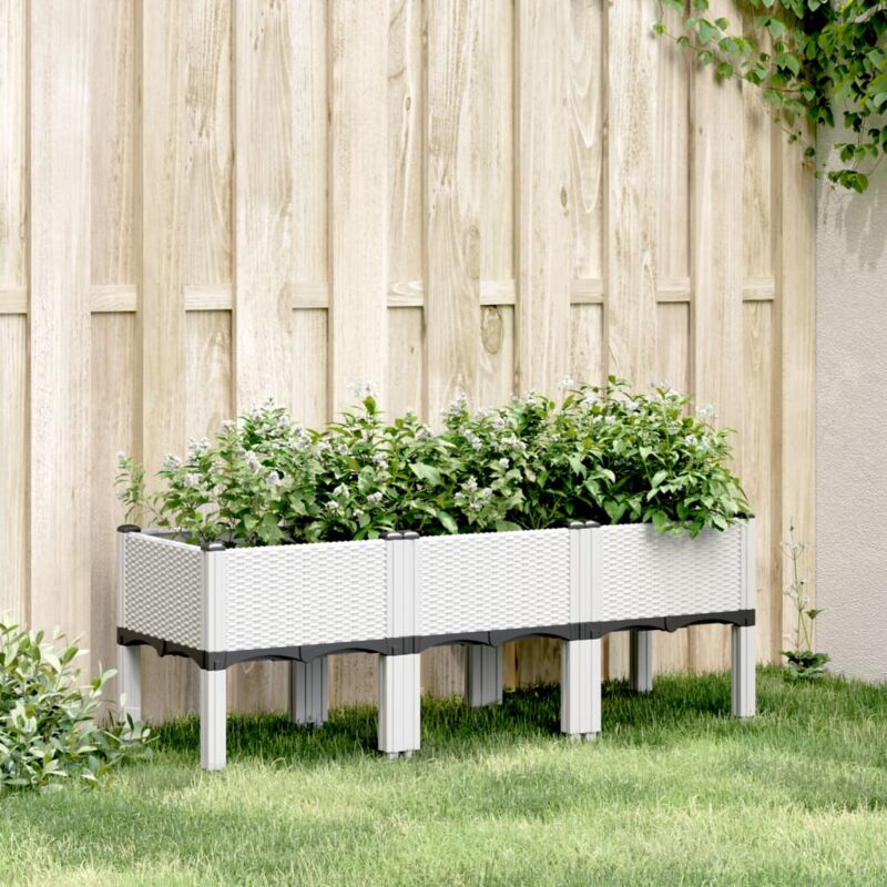 foto del prodotto fioriera da giardino con gambe bianco 120x40x42 cm in pp vidaxl 292767