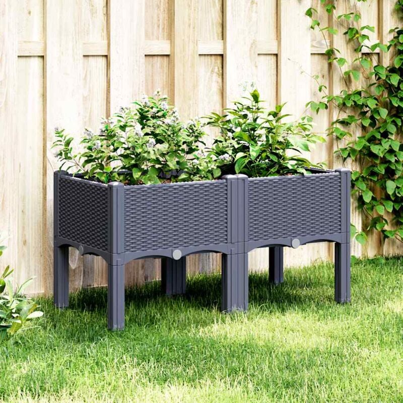 foto del prodotto fioriera da giardino con gambe grigia 80x40x42 cm in pp