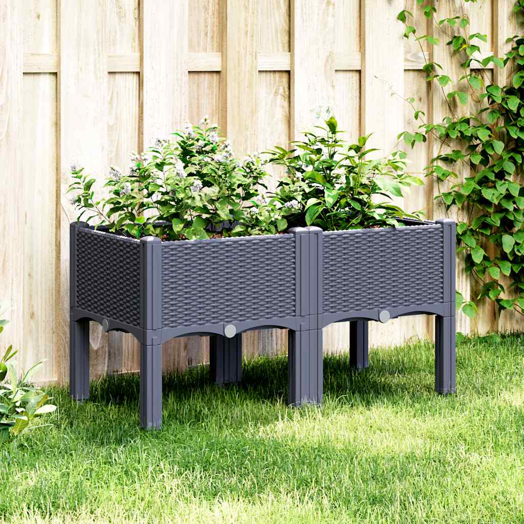 foto del prodotto fioriera da giardino con gambe grigia 80x40x42 cm in ppcod mxl 115321