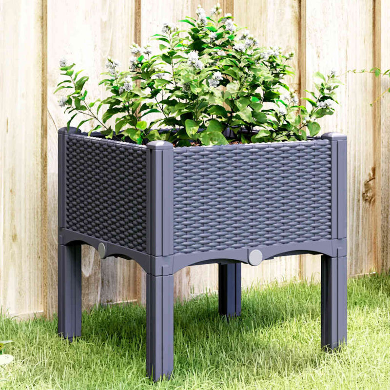 foto del prodotto fioriera da giardino con gambe grigio blu 40x40x42 cm in pp vidaxl