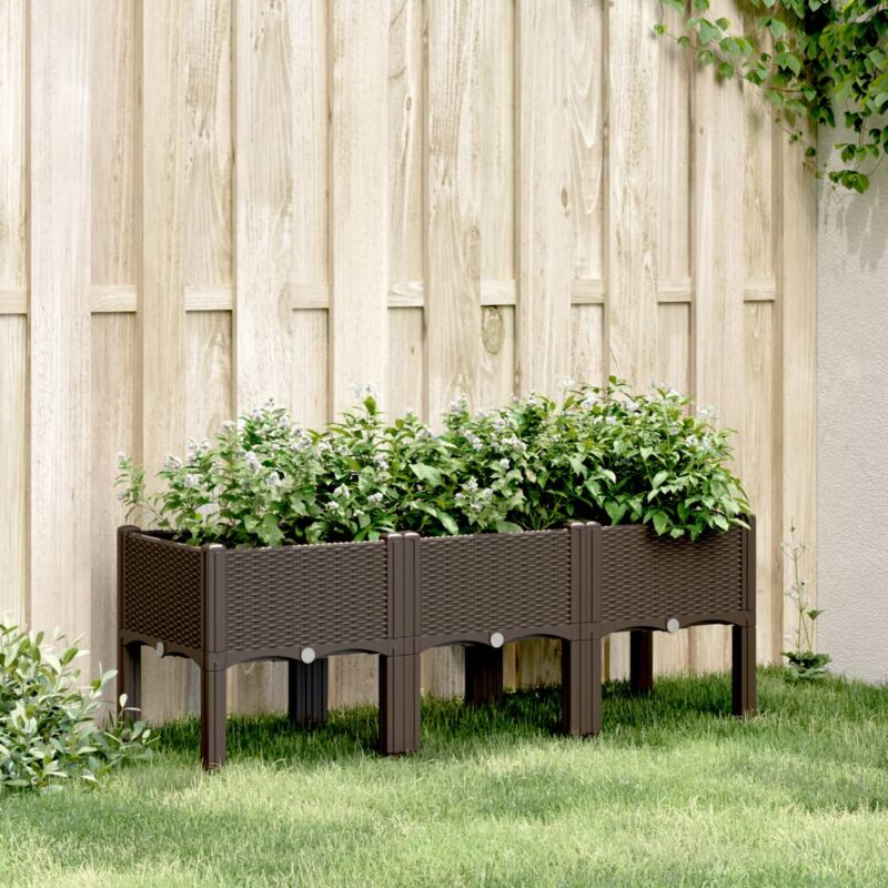 foto del prodotto fioriera da giardino con gambe marrone 120x40x42 cm in pp vidaxl