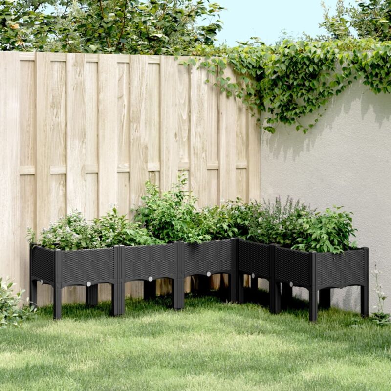 foto del prodotto fioriera da giardino con gambe nera 160x120x42 cm in pp vidaxl