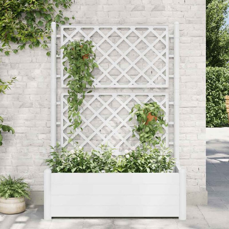 foto del prodotto fioriera da giardino con graticcio 100x43x142 cm pp bianco