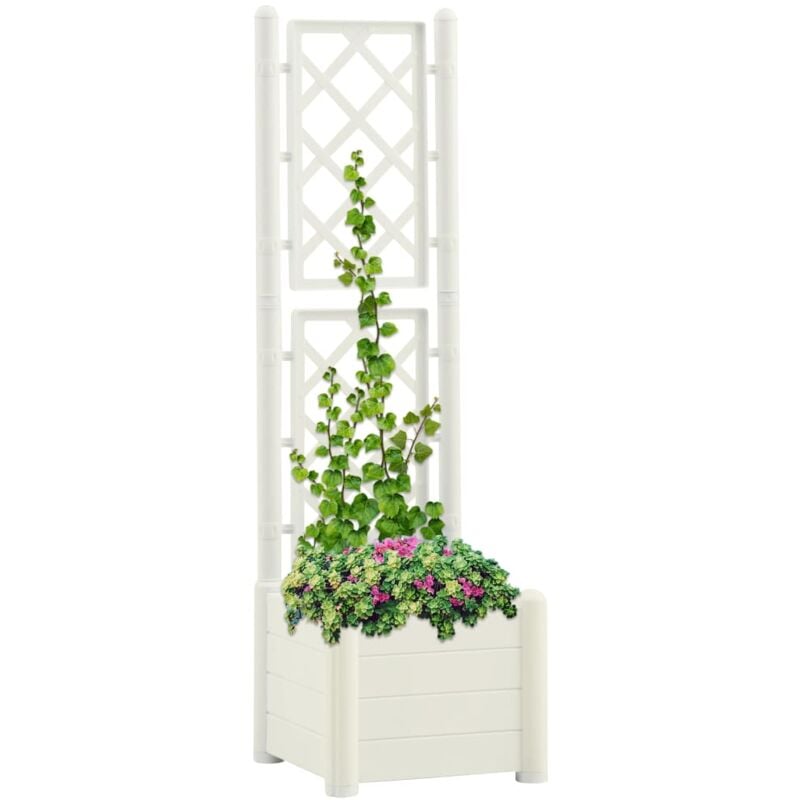 foto del prodotto fioriera da giardino con graticcio 43x43x142 cm pp bianco vidaxl