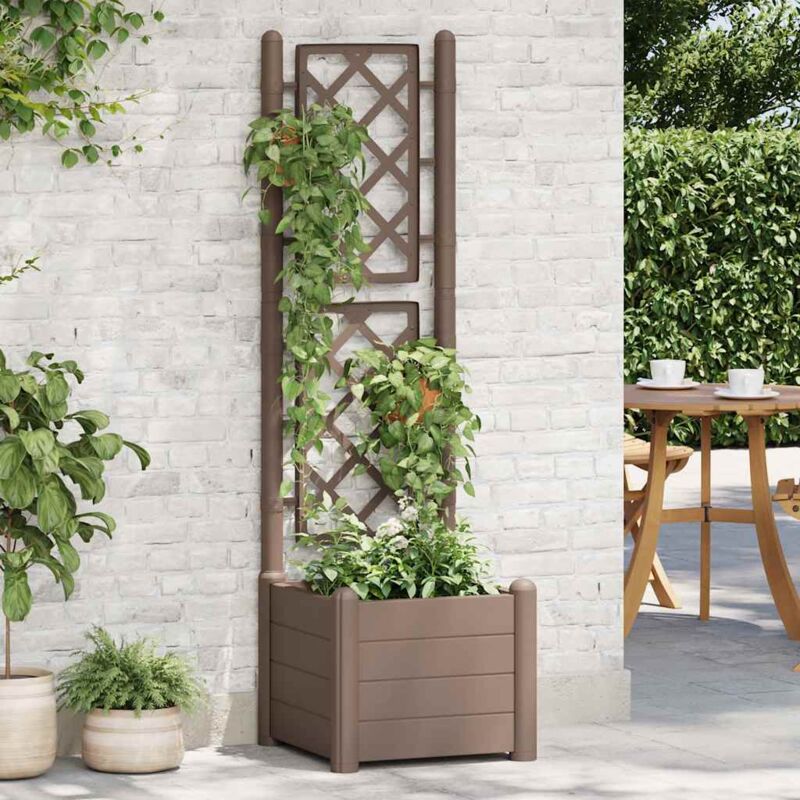 foto del prodotto fioriera da giardino con graticcio 43x43x142 cm pp mocca vidaxl 521421