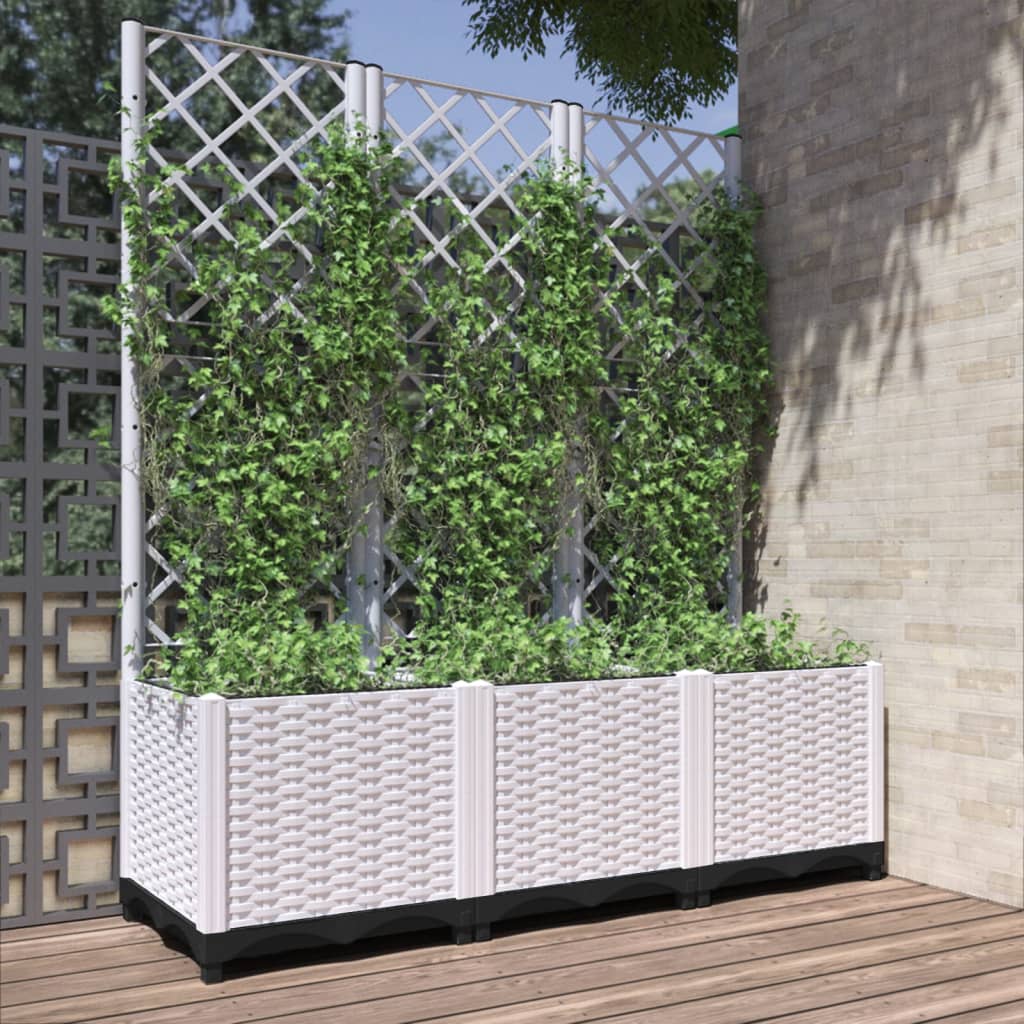 foto del prodotto fioriera da giardino con graticcio bianco 120x40x136 cm ppcod mxl 95111