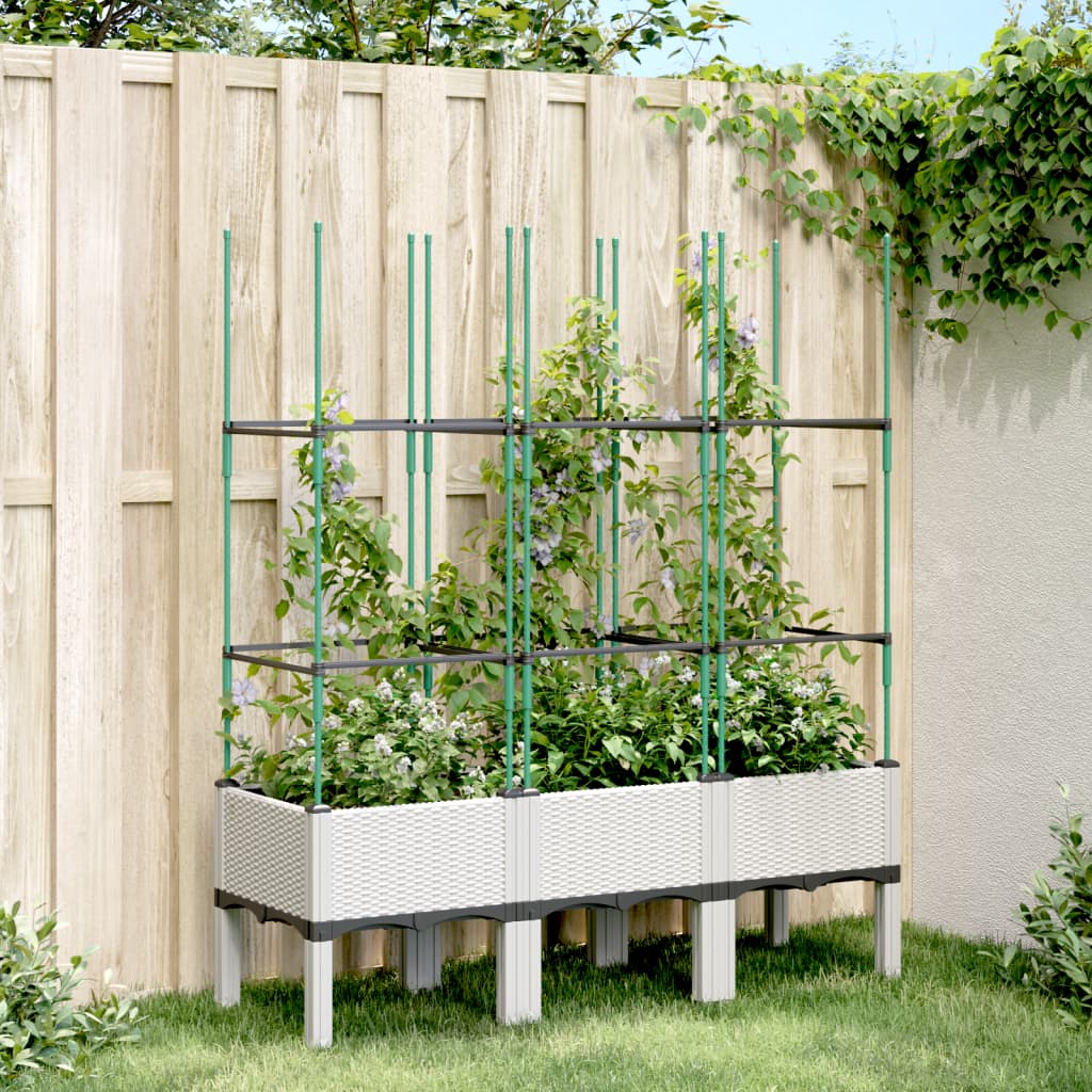 foto del prodotto fioriera da giardino con graticcio bianco 120x40x142,5 cm pp