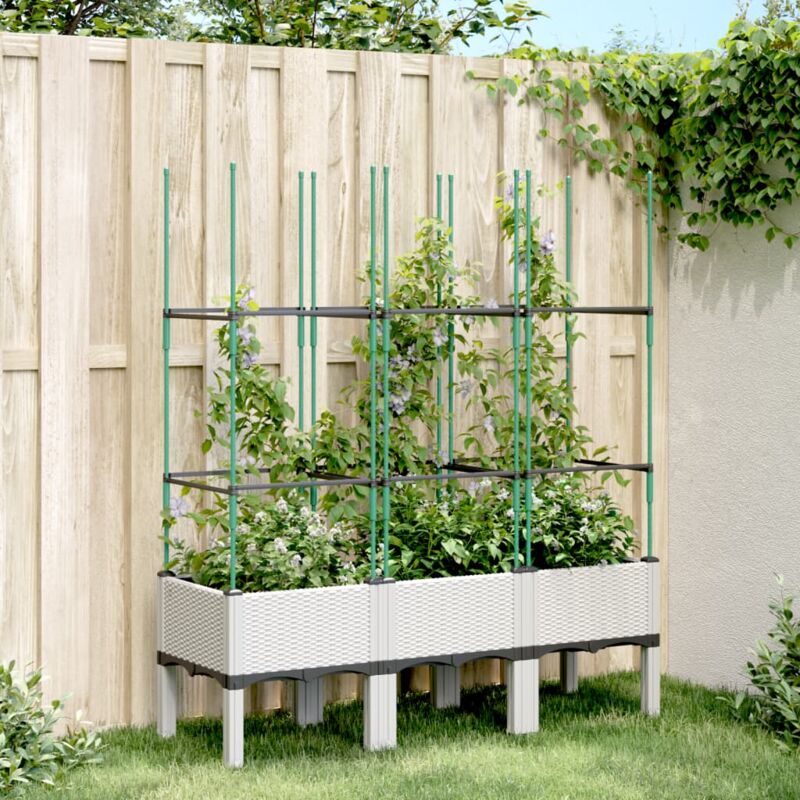foto del prodotto fioriera da giardino con graticcio bianco 120x40x142,5 cm pp vidaxl