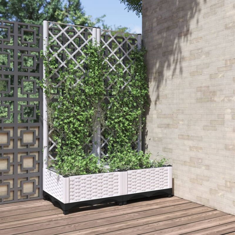 foto del prodotto fioriera da giardino con graticcio bianco 80x40x121,5 cm pp vidaxl