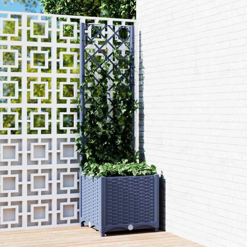 foto del prodotto fioriera da giardino con graticcio grigio blu 40x40x136 cm pp vidaxl