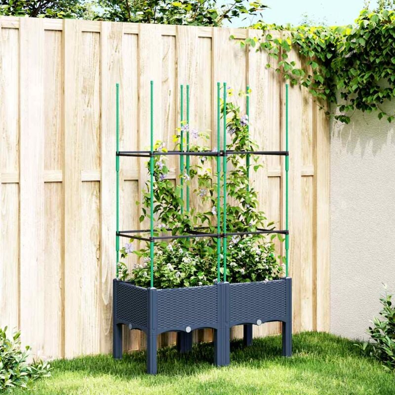 foto del prodotto fioriera da giardino con graticcio grigio blu 80x40x142,5cm pp vidaxl