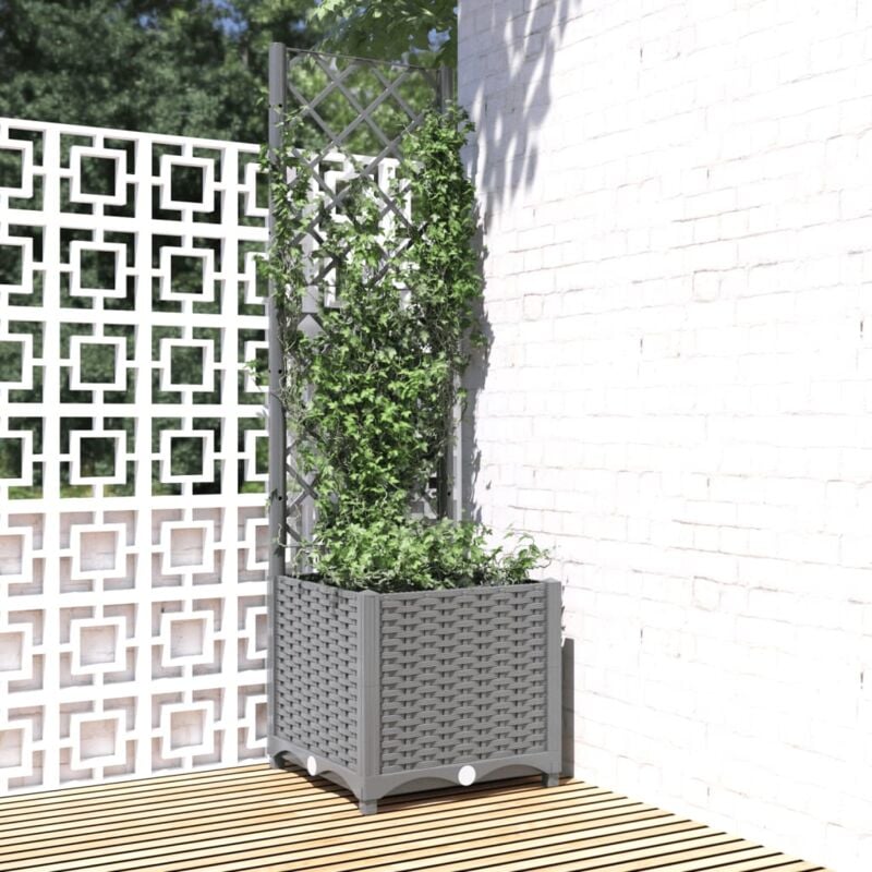 foto del prodotto fioriera da giardino con graticcio grigio chiaro 40x40x136cm pp vidaxl