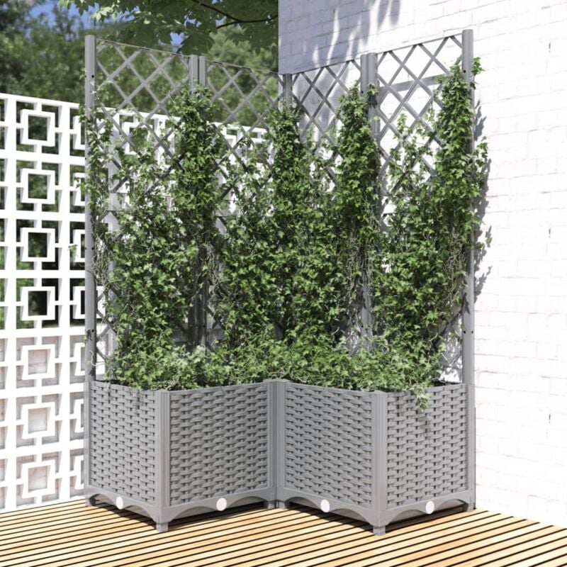 foto del prodotto fioriera da giardino con graticcio grigio chiaro 80x80x136cm pp vidaxl