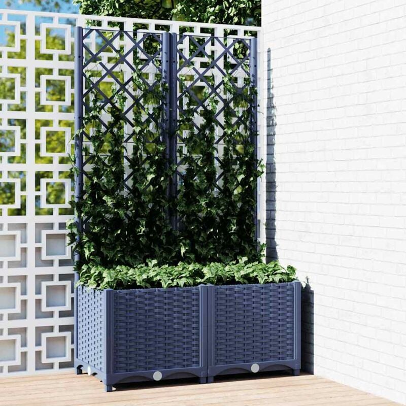 foto del prodotto fioriera da giardino con graticcio grigio scuro 80x40x136 cm pp