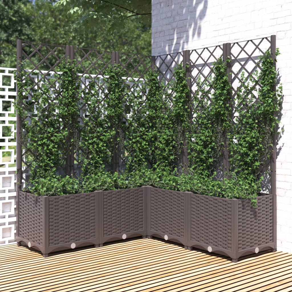 foto del prodotto fioriera da giardino con graticcio marrone 120x120x136 cm in pp cod mxl 46504