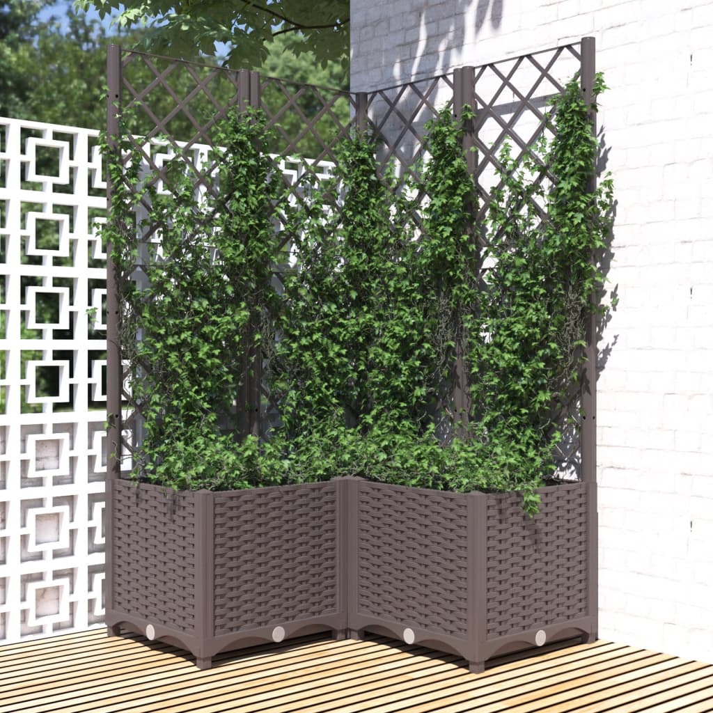foto del prodotto fioriera da giardino con graticcio marrone 80x80x136 cm in pp cod mxl 67083