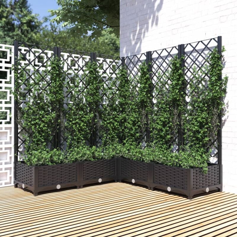 foto del prodotto fioriera da giardino con graticcio nero 120x120x121,5 cm in pp vidaxl