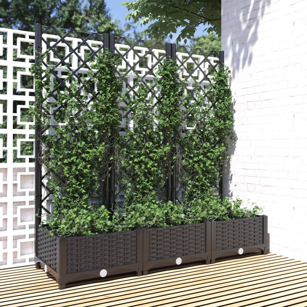 foto del prodotto fioriera da giardino con graticcio nero 120x40x121,5 cm in pp cod mxl 67307