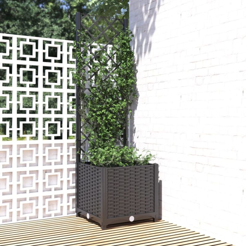 foto del prodotto fioriera da giardino con graticcio nero 40x40x136 cm in pp vidaxl