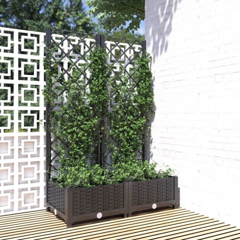 foto del prodotto fioriera da giardino con graticcio nero 80x40x121,5 cm in pp