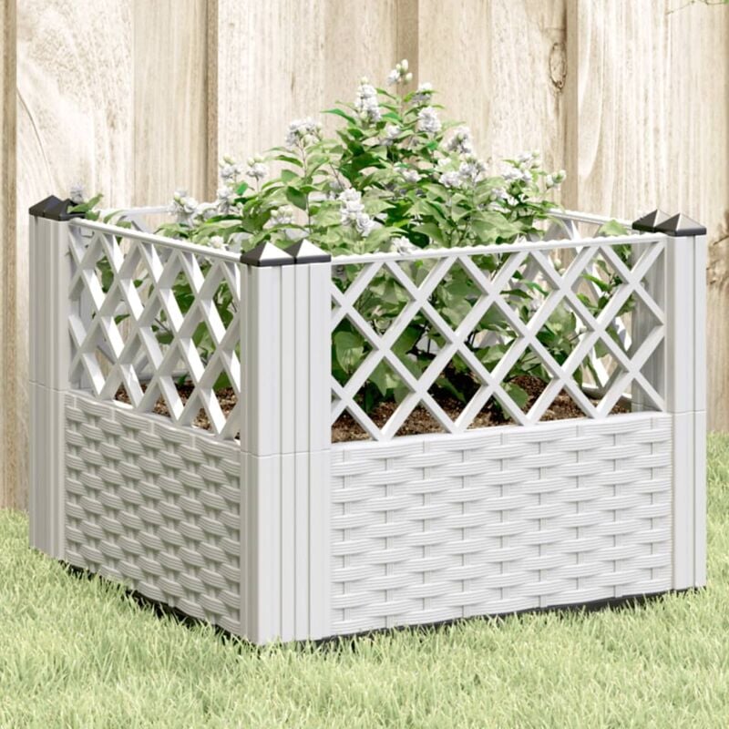 foto del prodotto fioriera da giardino con picchetti bianca 43,5x43,5x43,5 cm pp - vidaxl