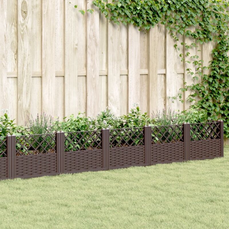 foto del prodotto fioriera da giardino con picchetti marrone 363,5x43,5x43,5cm pp