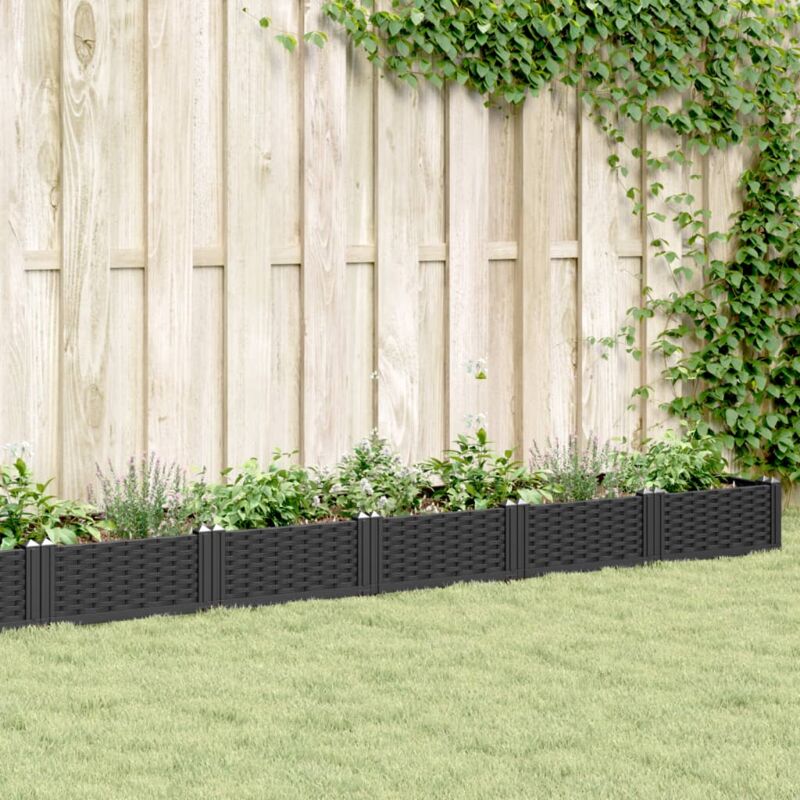 foto del prodotto fioriera da giardino con picchetti nera 362,5x42,5x28,5 cm pp vidaxl