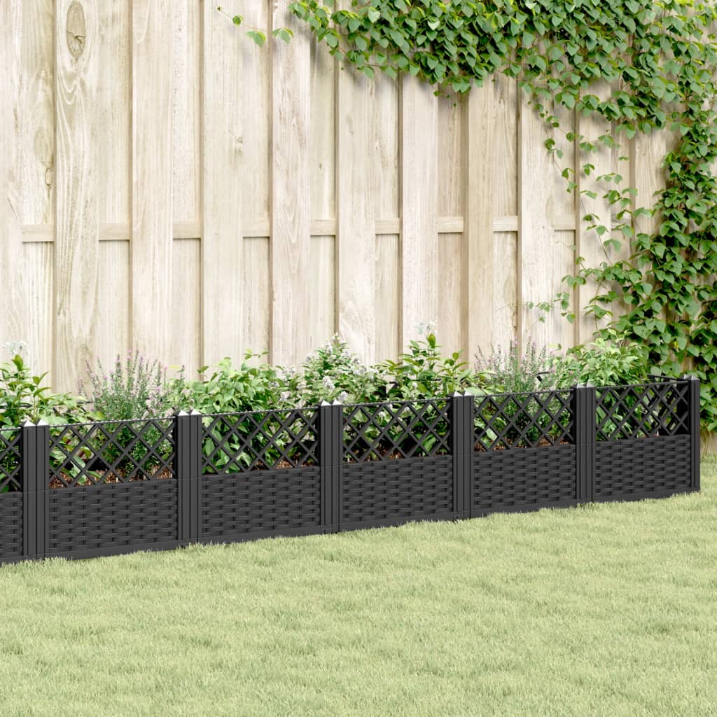 foto del prodotto fioriera da giardino con picchetti nera 363,5x43,5x43,5 cm pp