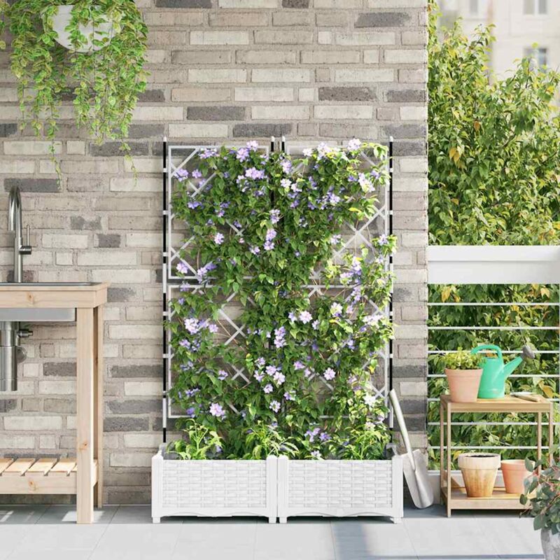 foto del prodotto fioriera da giardino con tralcio 2 pz bianca 80x40x125,5 cm vidaxl