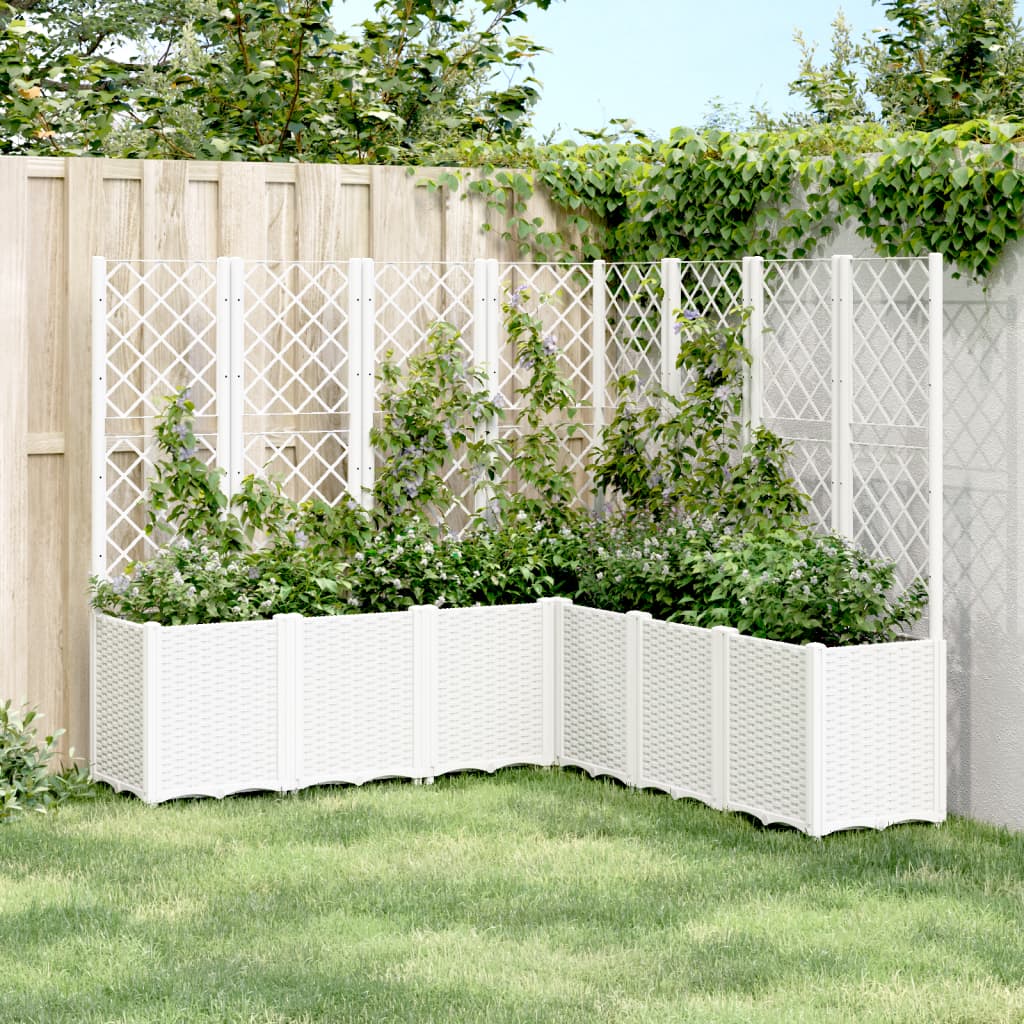 foto del prodotto fioriera da giardino con traliccio bianco 160x160x140 cm in ppcod mxl 90954