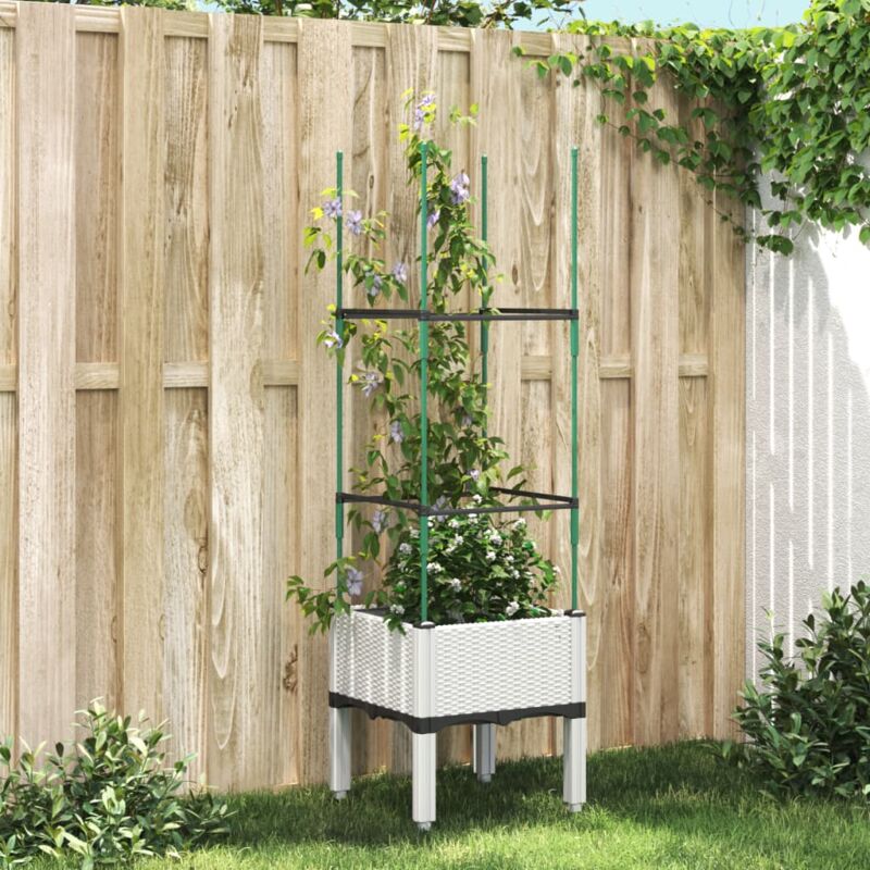 foto del prodotto fioriera da giardino con traliccio bianco 40x40x142,5 cm in pp vidaxl