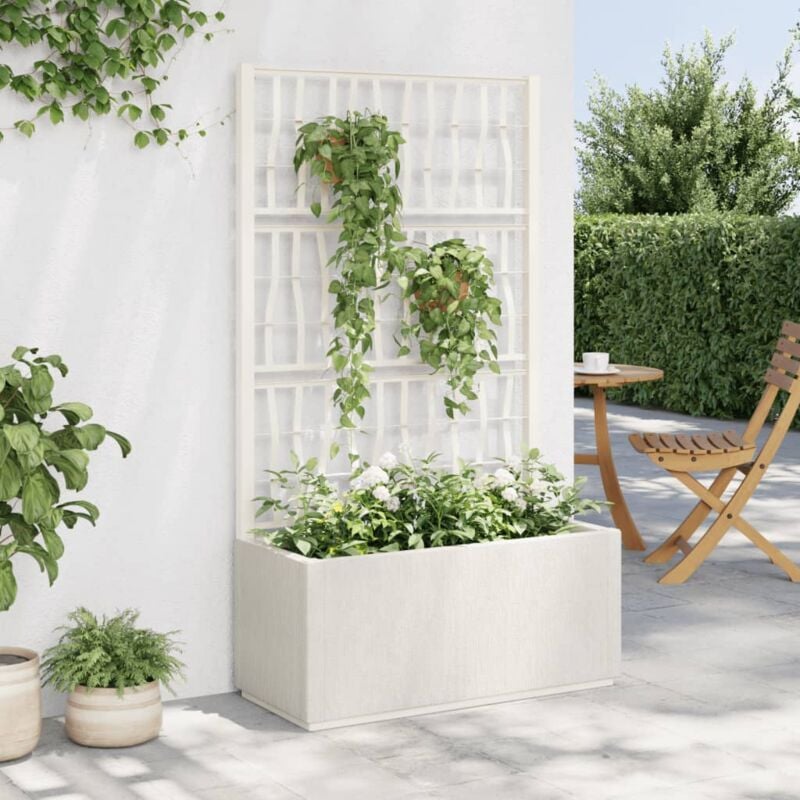 foto del prodotto fioriera da giardino con traliccio bianco 80x36x140 cm pp vidaxl