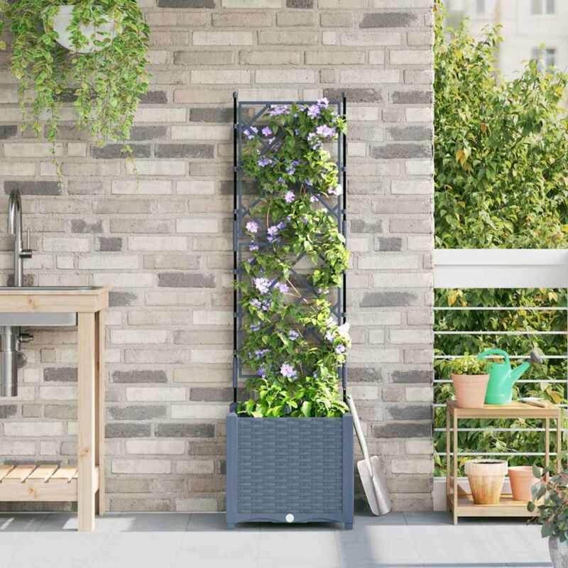 foto del prodotto fioriera da giardino con traliccio grigio chiaro 40x40x143 cm vidaxl