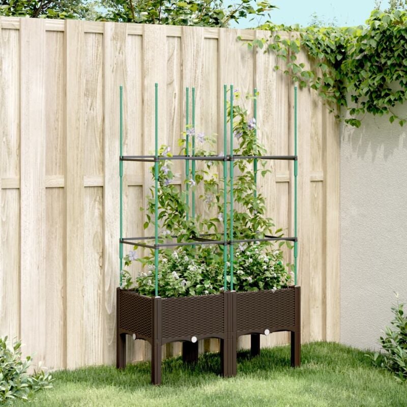 foto del prodotto fioriera da giardino con traliccio marrone 80x40x142,5 cm in pp vidaxl