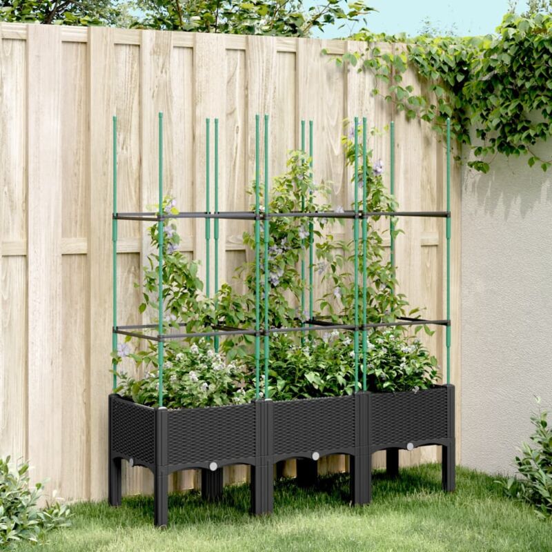 foto del prodotto fioriera da giardino con traliccio nera 120x40x142,5 cm in pp vidaxl
