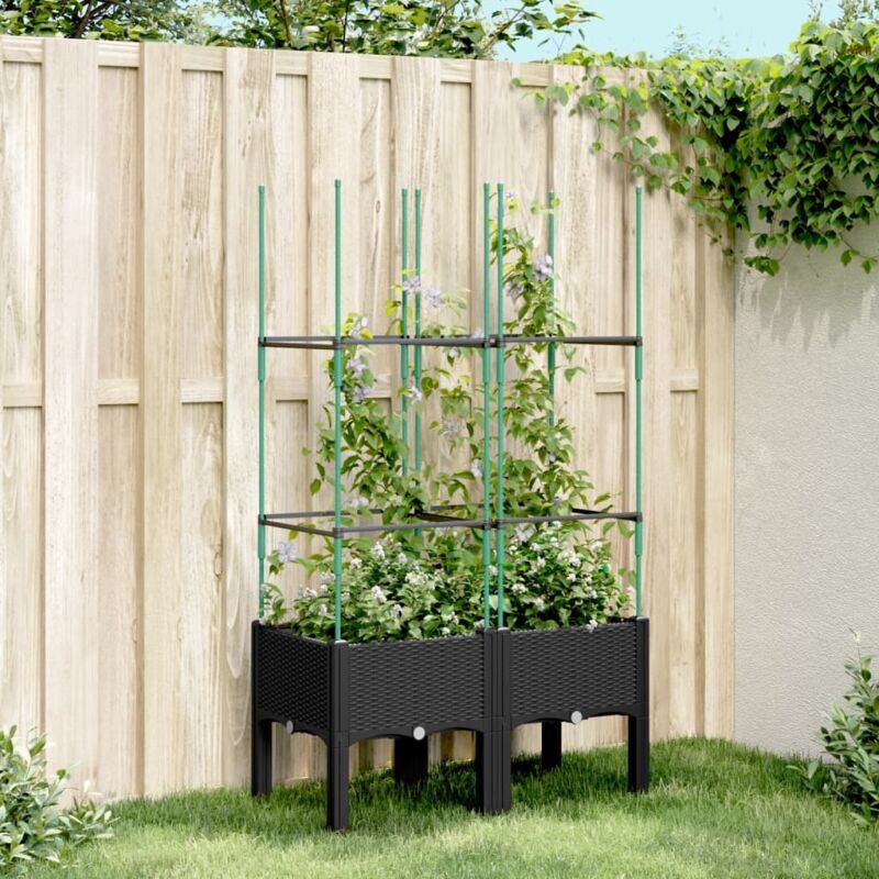 foto del prodotto fioriera da giardino con traliccio nera 80x40x142,5 cm in pp vidaxl