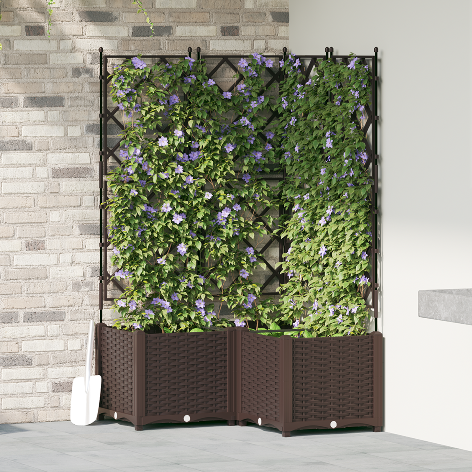 foto del prodotto fioriera da giardino con trellis 3 pz marrone 80x80x143 cm