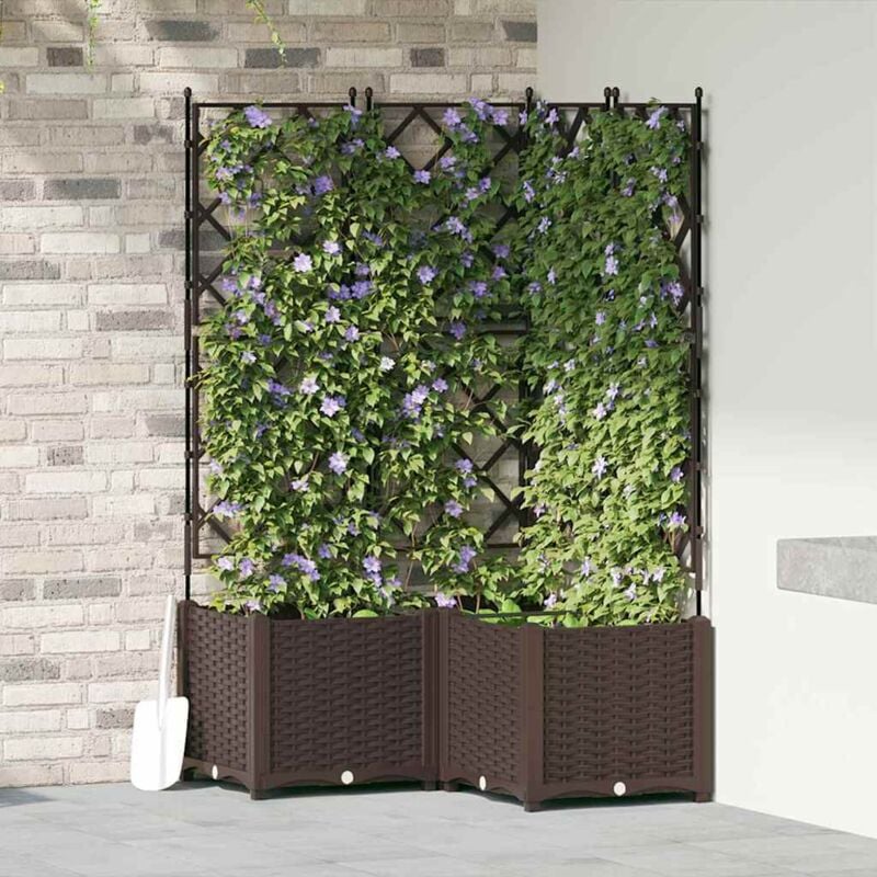 foto del prodotto fioriera da giardino con trellis 3 pz marrone 80x80x143 cm vidaxl