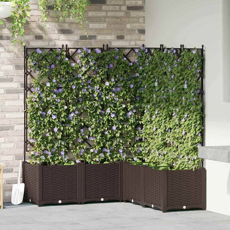 foto del prodotto fioriera da giardino con trellis 5 pz marrone 120x120x143 cm vidaxl