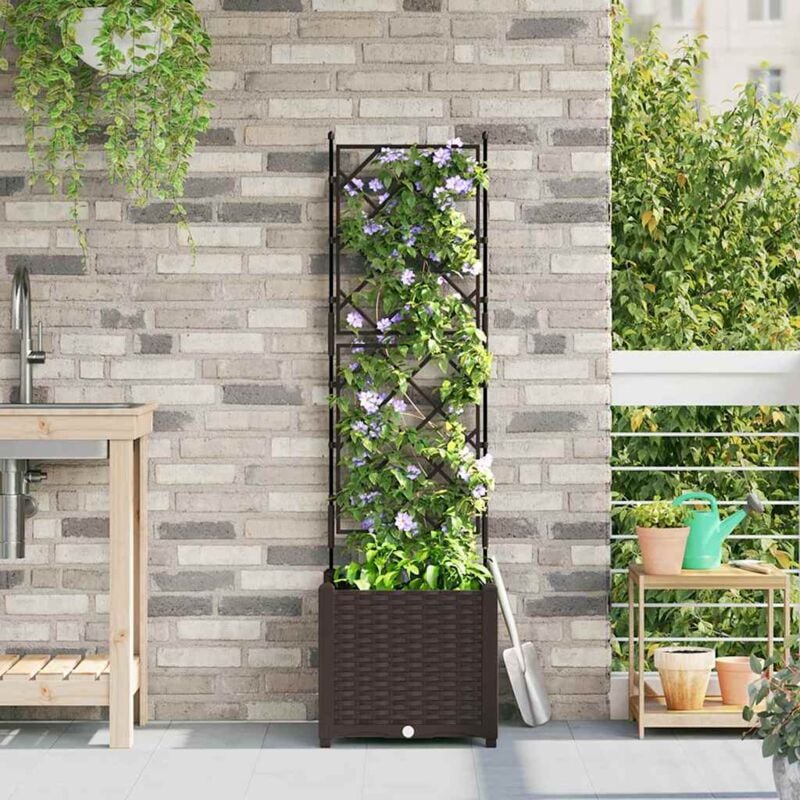 foto del prodotto fioriera da giardino con trellis marrone 40x40x143 cm vidaxl