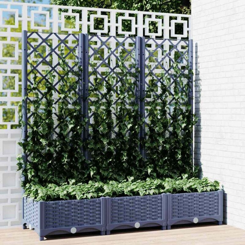 foto del prodotto fioriera da giardino e graticcio grigio blu 120x40x121,5 cm pp vidaxl