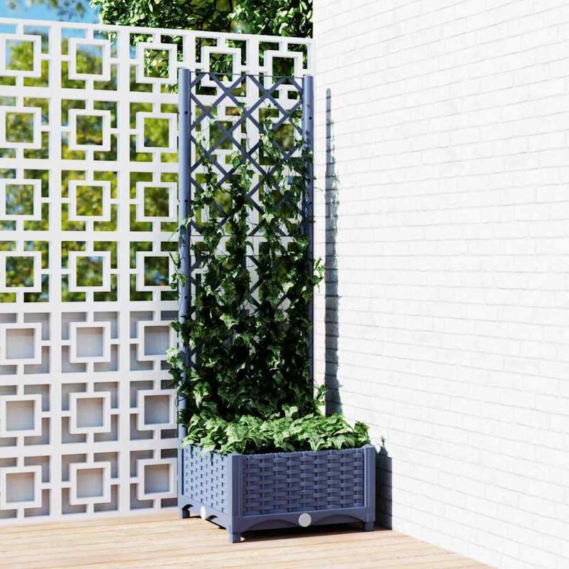 foto del prodotto fioriera da giardino e graticcio grigio blu 40x40x121,5 cm pp - vidaxl